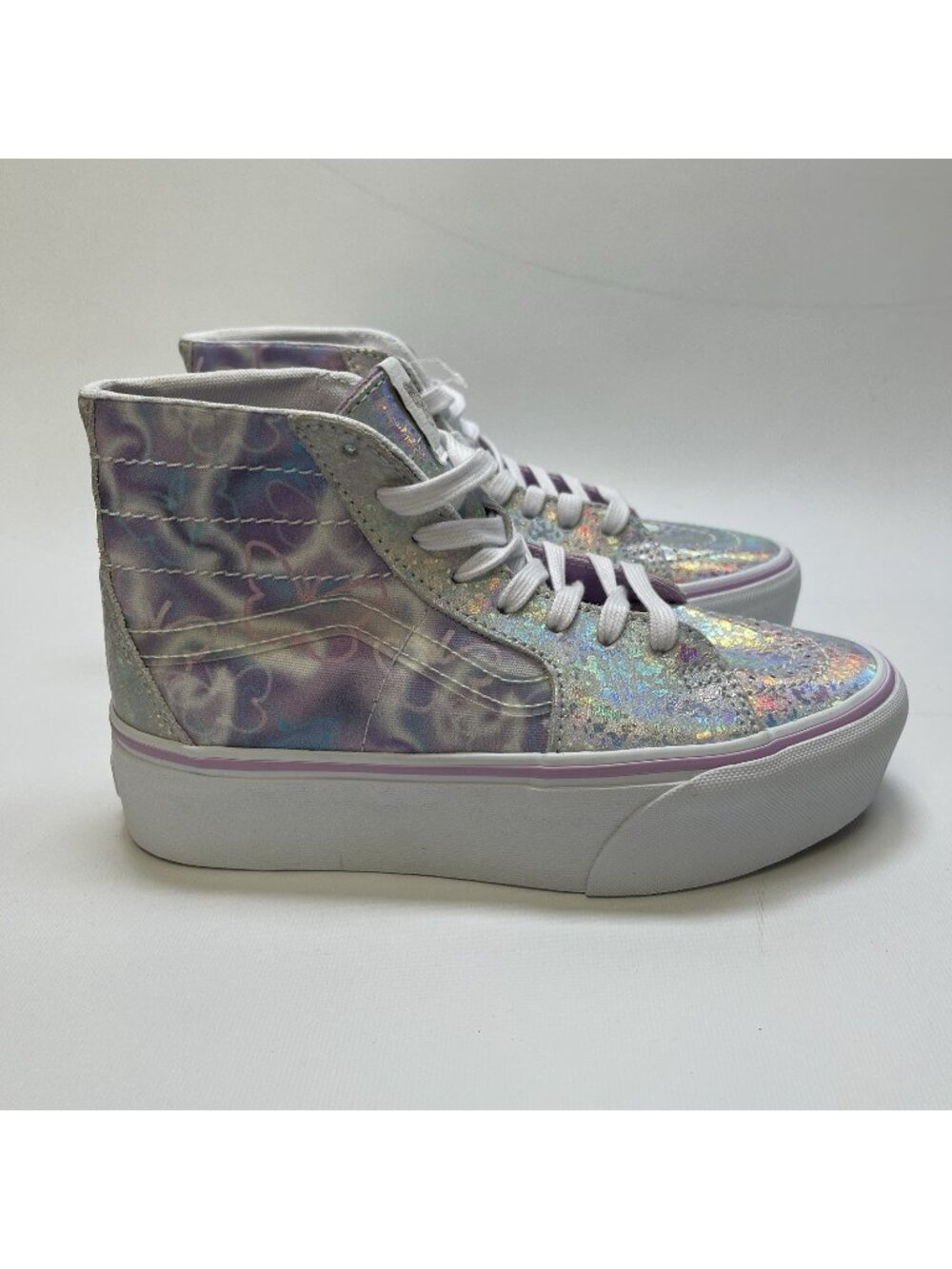 VANS Sk8-Hi Tapered Platform BUTTERFLY DREAMS Purple Pink Sparkly Silvr Wmns 6.5